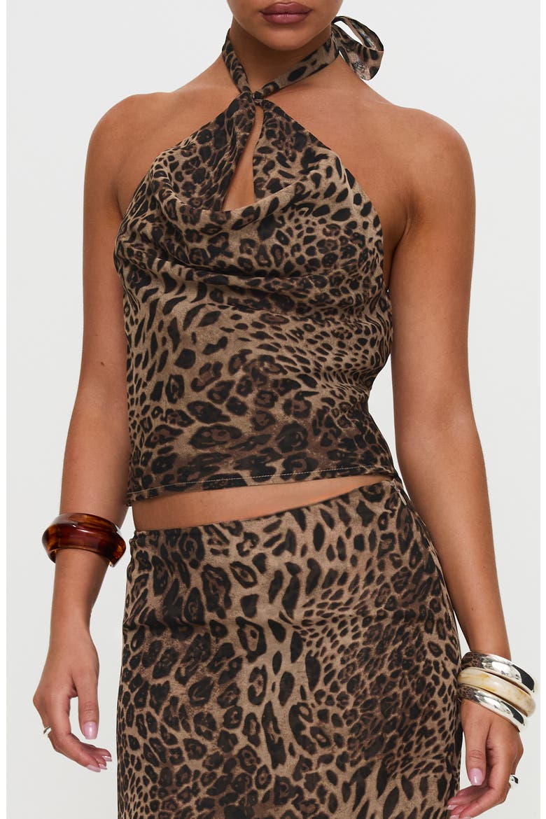 Eleganza Leopard Print Top, Main, color, BROWN