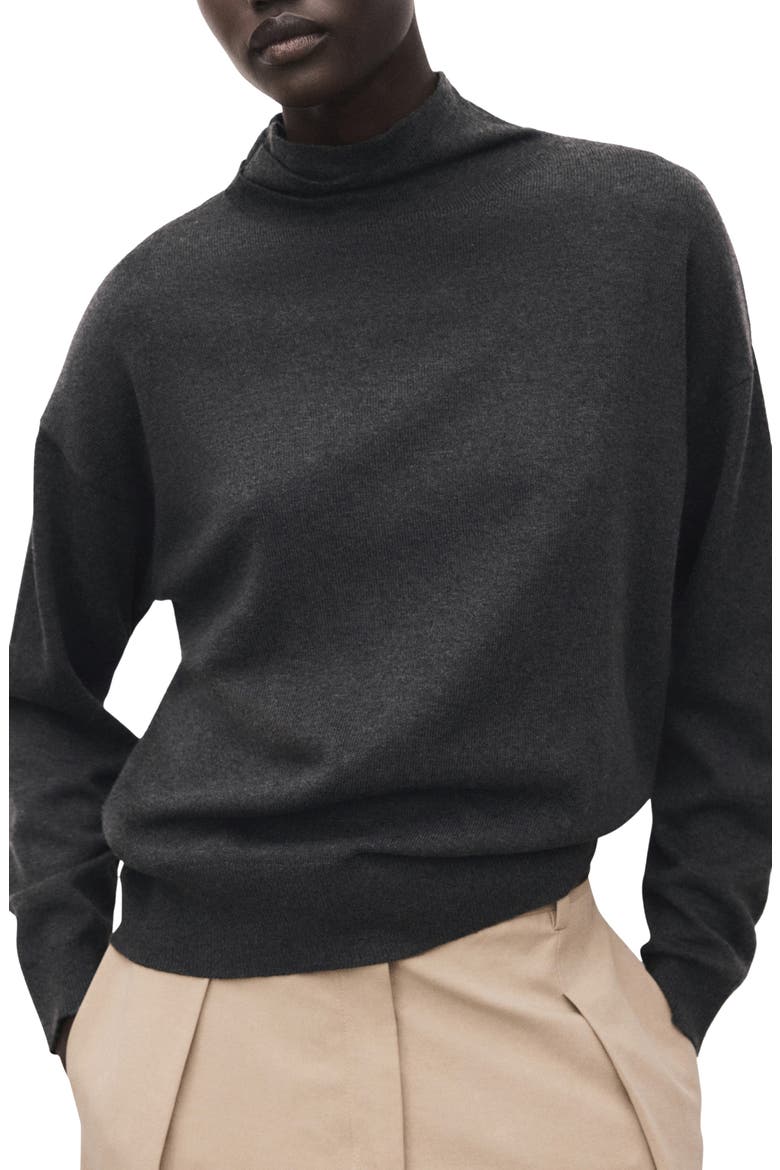Draped Turtleneck Sweater, Main, color, CHARCOAL
