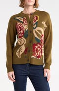 Ellen Tracy Floral Jacquard Cardigan
