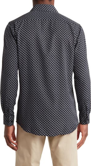 Slim Fit Geometric Print Performance Button-Up Shirt