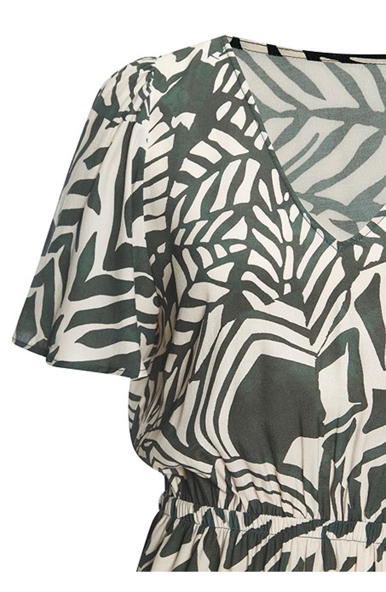 LASCANA Women's Print V-Neck Dress, Alternate, color, Green Ivory