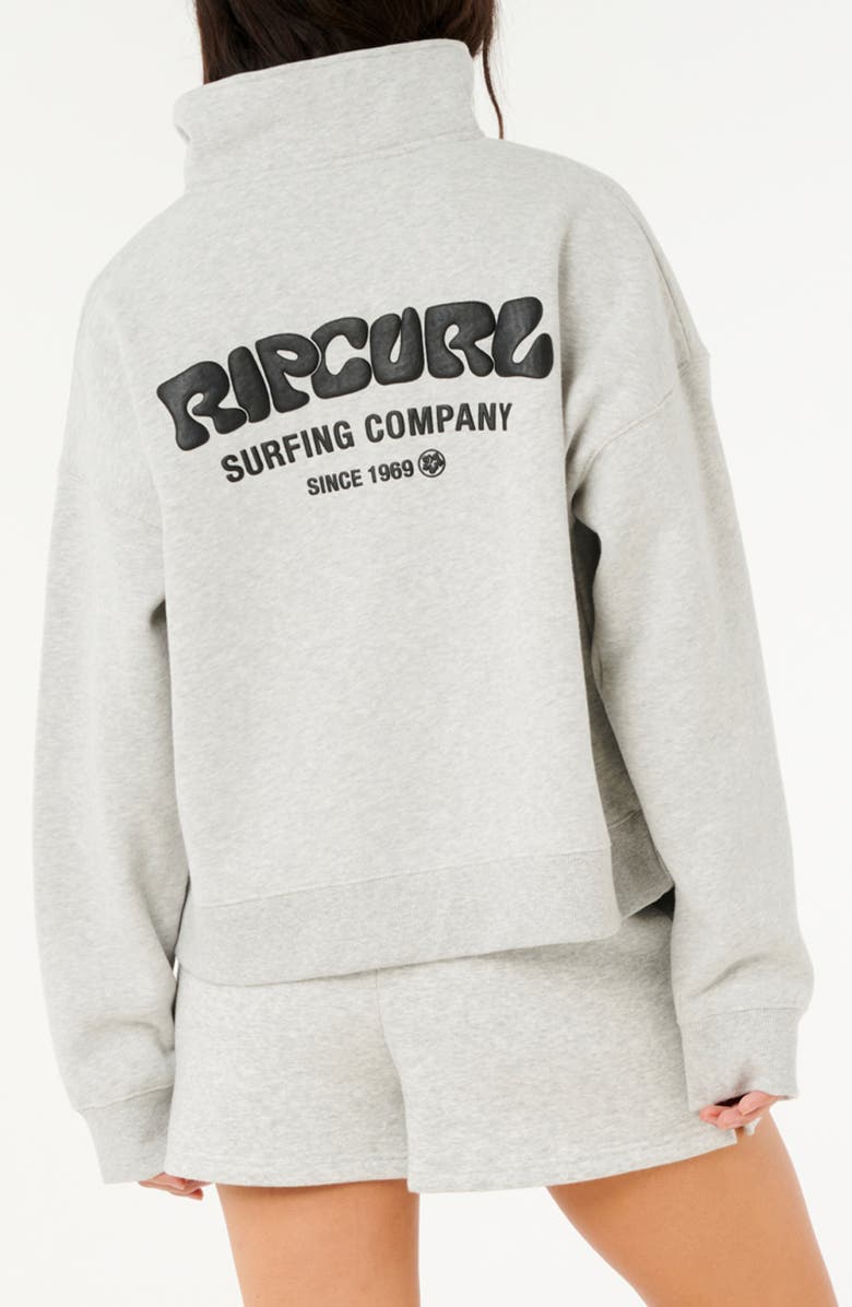 Rip Curl Surf Puff Logo Quarter Zip Sweatshirt, Alternate, color, Grey Marle