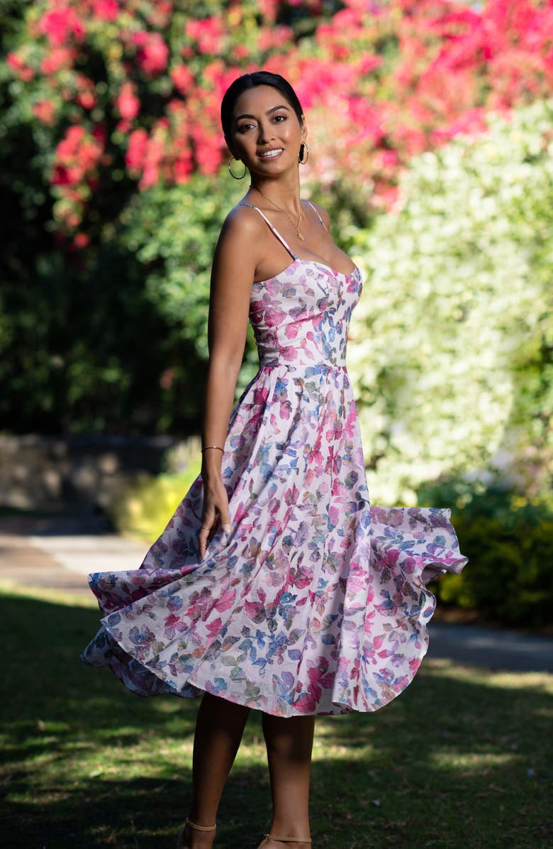 Dress the Population Meadow Floral Fit & Flare Cotton Dress, Alternate, color, 