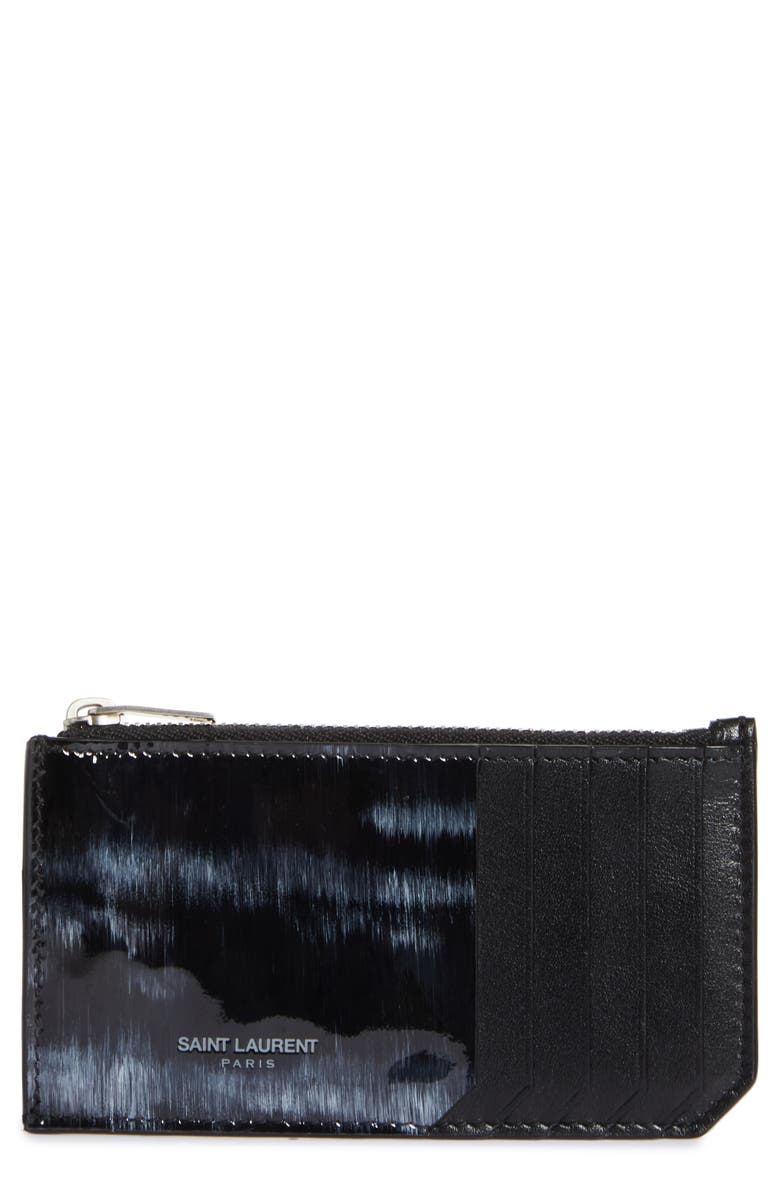 Saint Laurent Painted Fragments Leather Zip Card Case, Main, color, 