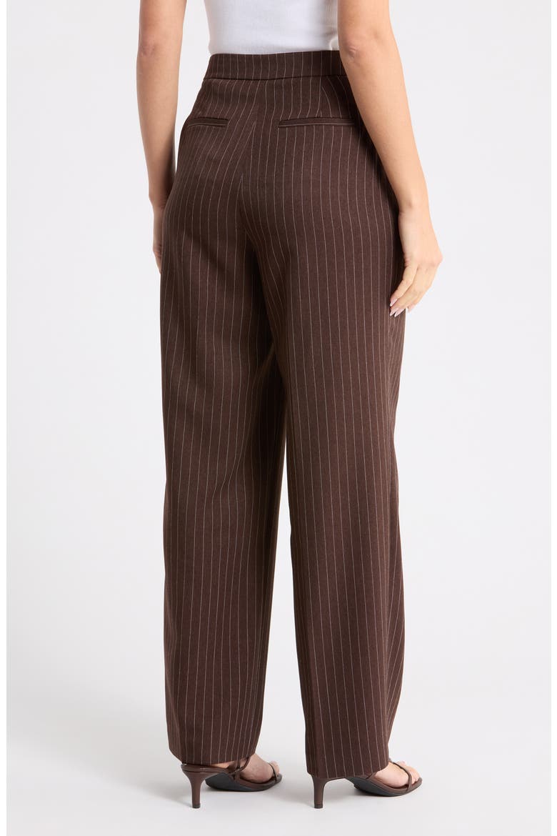 Pinstripe High Waist Pleated Wide Leg Pants, Alternate, color, JAVA BROWN PINSTRIPE