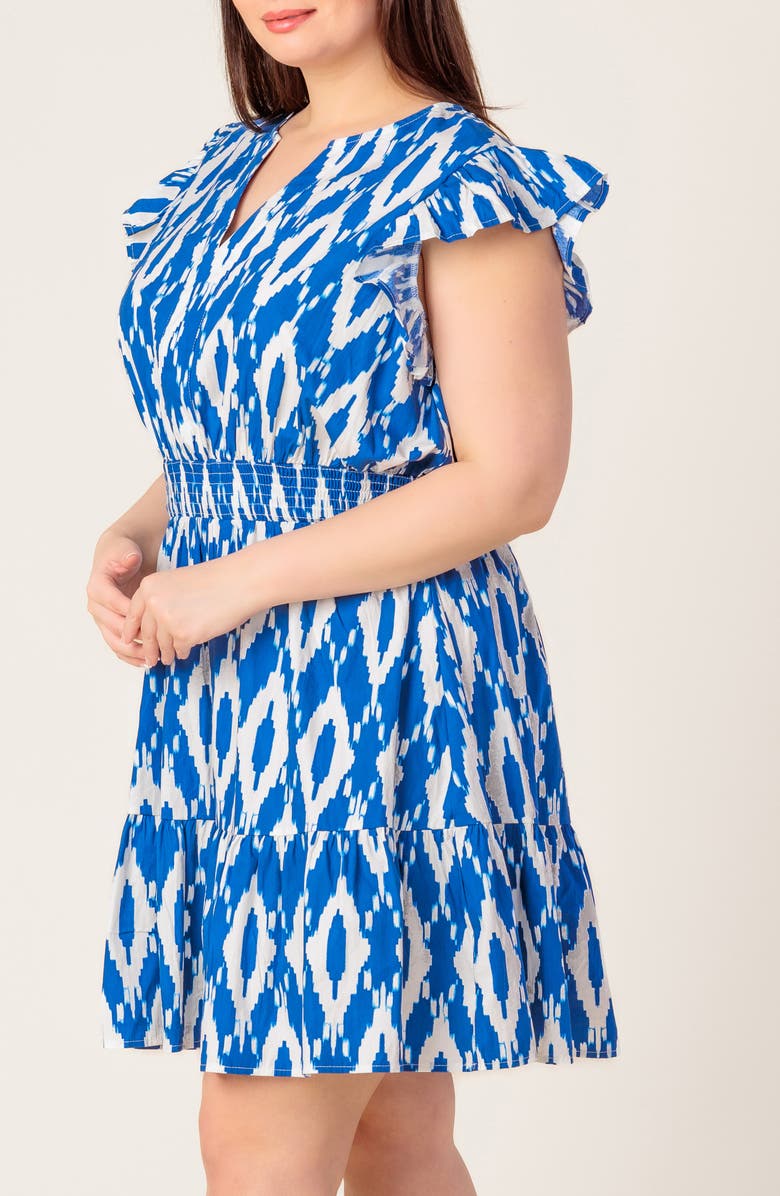 FLYING TOMATO Print Woven Minidress, Alternate, color, Off White Blue