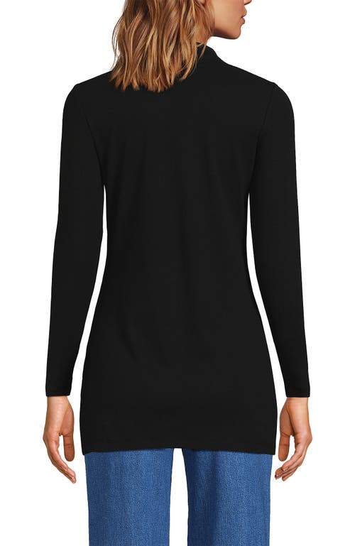 Lands' End Long Sleeve Polished Rib Button Through Tunic Shirt In Black