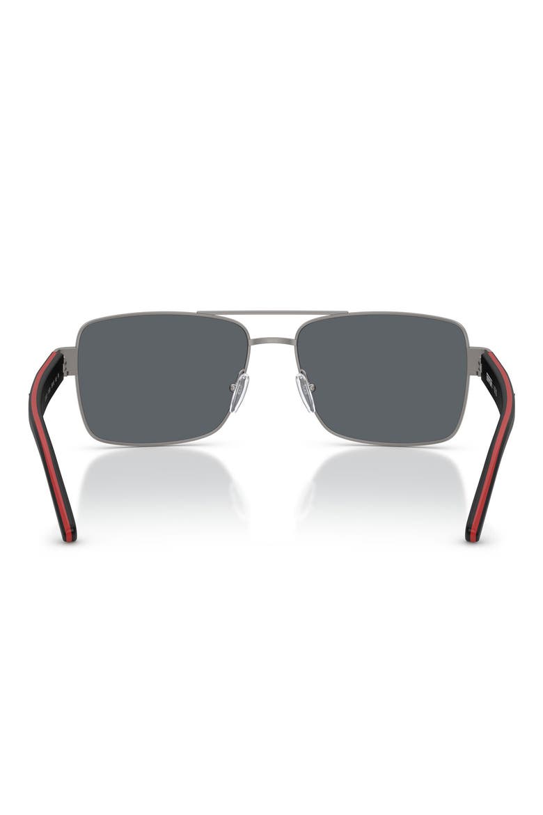 59mm Rectangular Sunglasses, Alternate, color, MATTE GUNMETAL / MIRROR BLUE