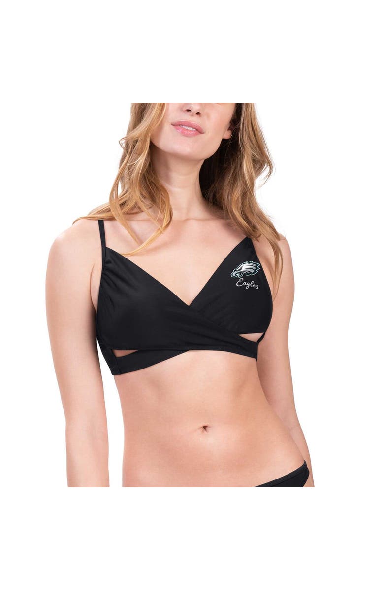 G-III 4HER BY CARL BANKS Women's G-III 4Her by Carl Banks Black Philadelphia Eagles Hall of Fame Bikini Top, Main, color, 
