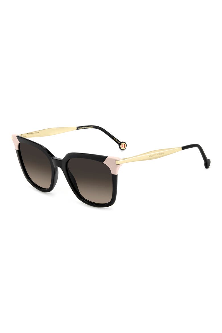 53mm Rectangular Sunglasses, Alternate, color, BLACK/ BROWN SF