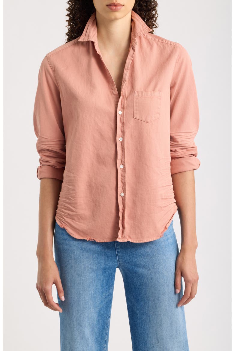 Relaxed Cotton Button-Up Shirt, Main, color, ADOBE
