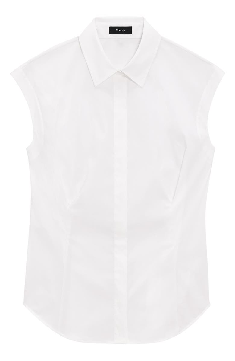 Theory Cap Sleeve Button-Up Shirt, Alternate, color, White