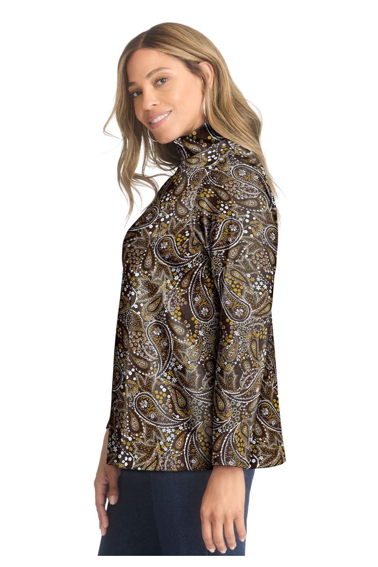 Long Sleeve Mockneck Tee (plus), Alternate, color, BROWN GARDEN PAISLEY