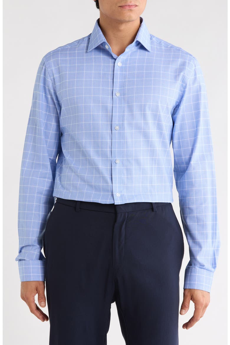 Printed Cotton Slim Fit Dress Shirt, Main, color, ALL BLUE