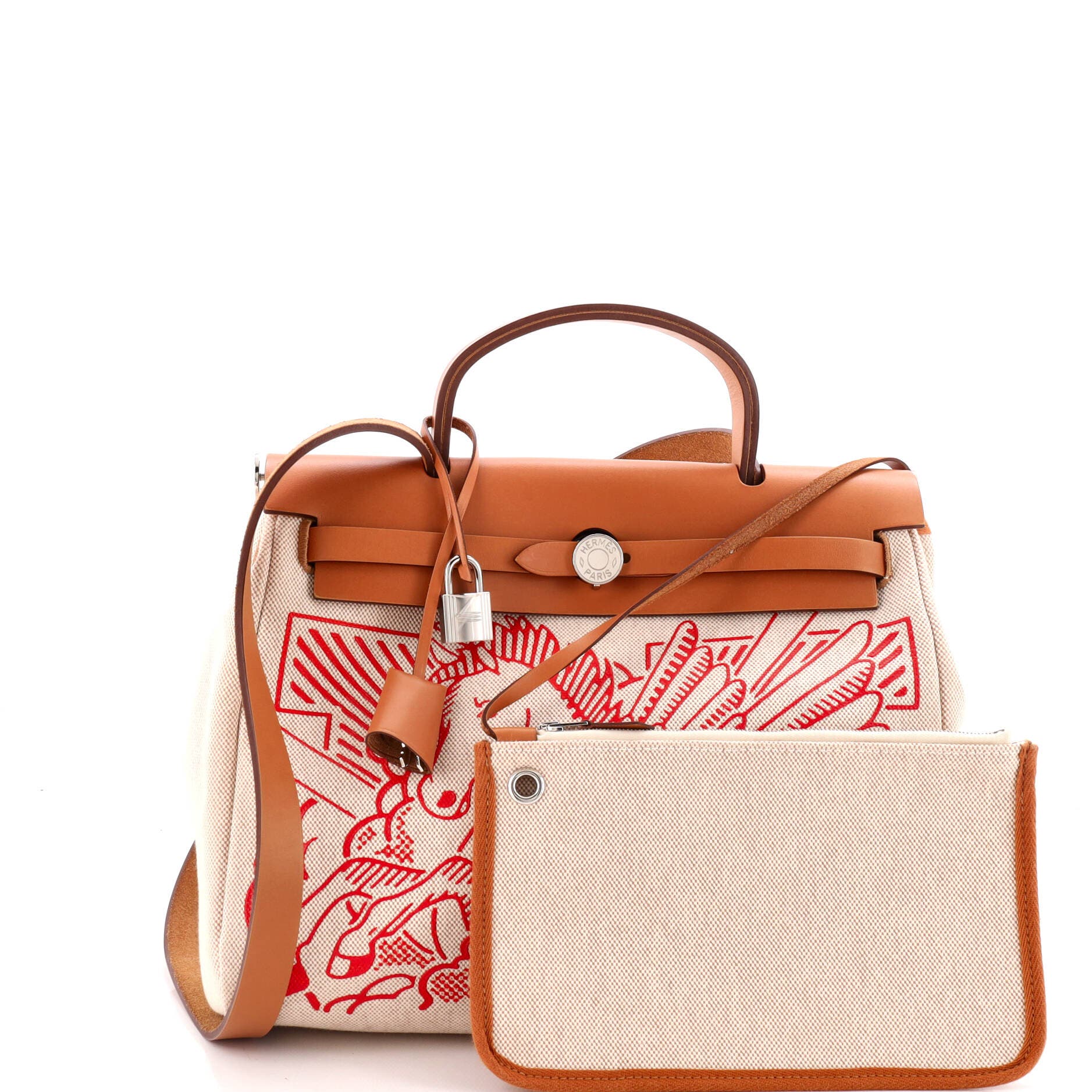 Herbag Zip Pegase Pop Toile and Leather 31, Alternate, color, White