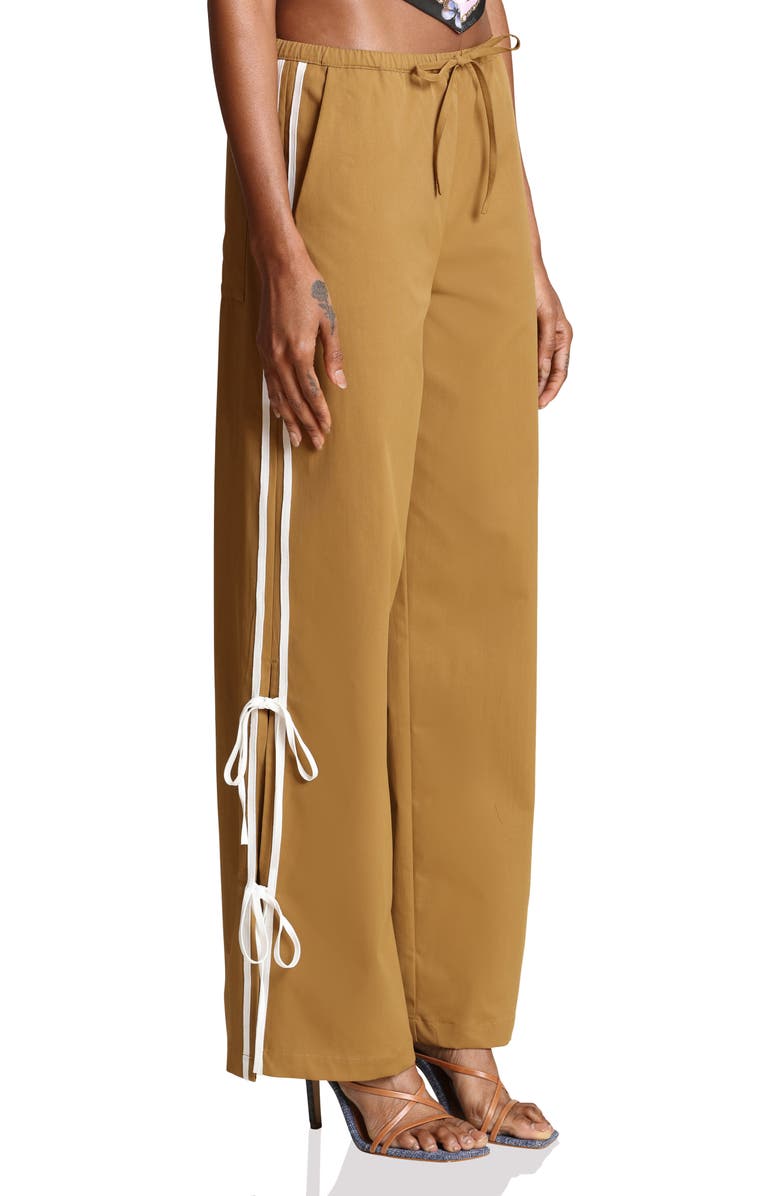 Avec Les Filles Side Tie Wide Leg Pants, Alternate, color, Ochre/ White Stripe