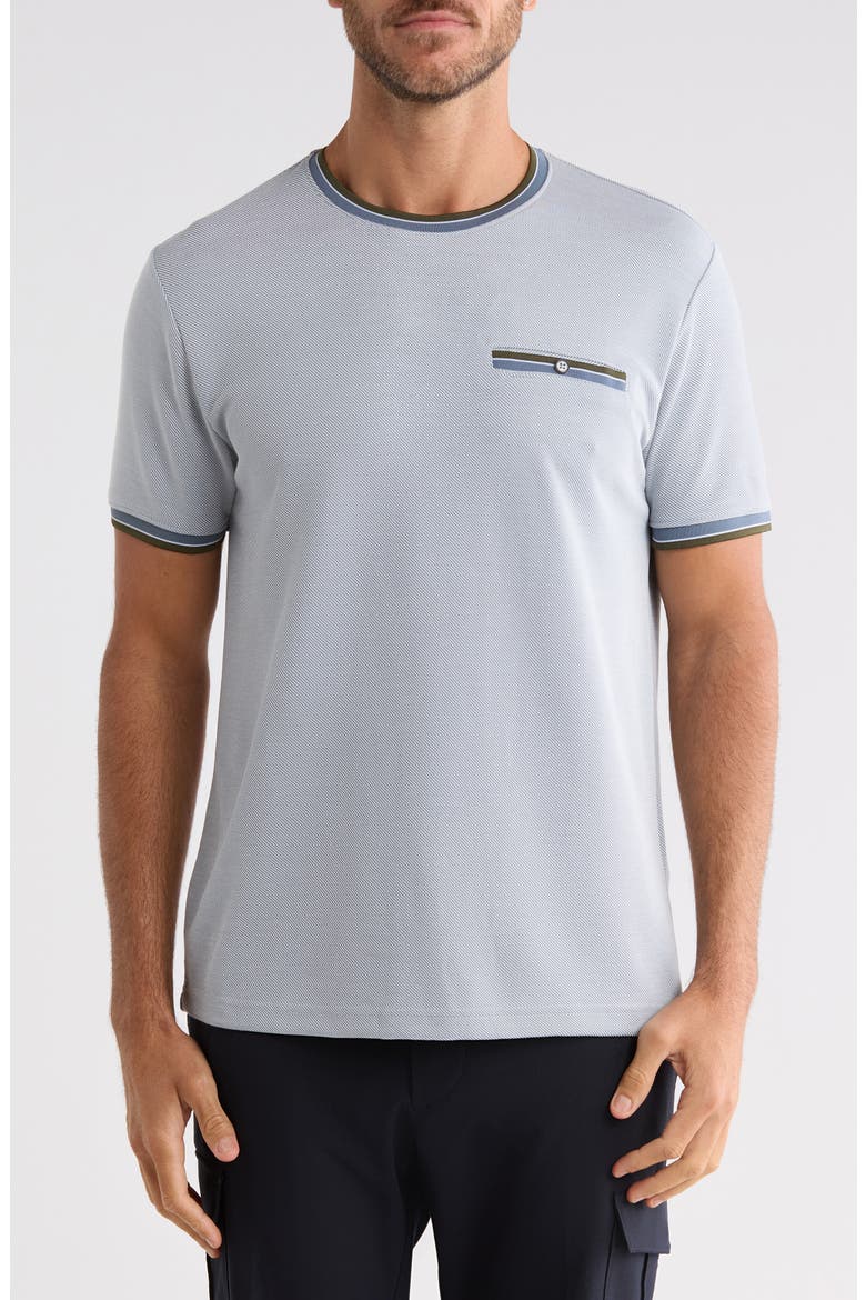 Tipped Textured Crewneck T-shirt, Main, color, GRAY