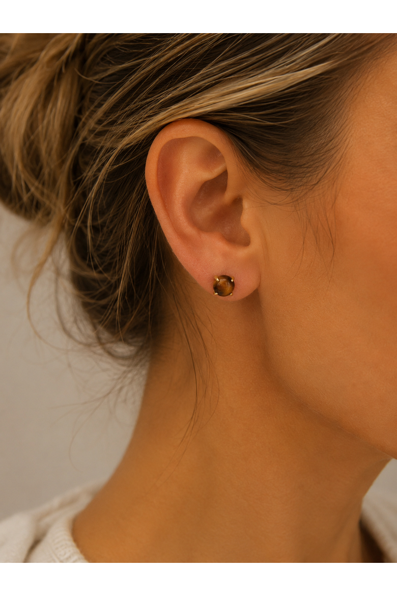 Tigers Eye Studs, Alternate, color, Brown