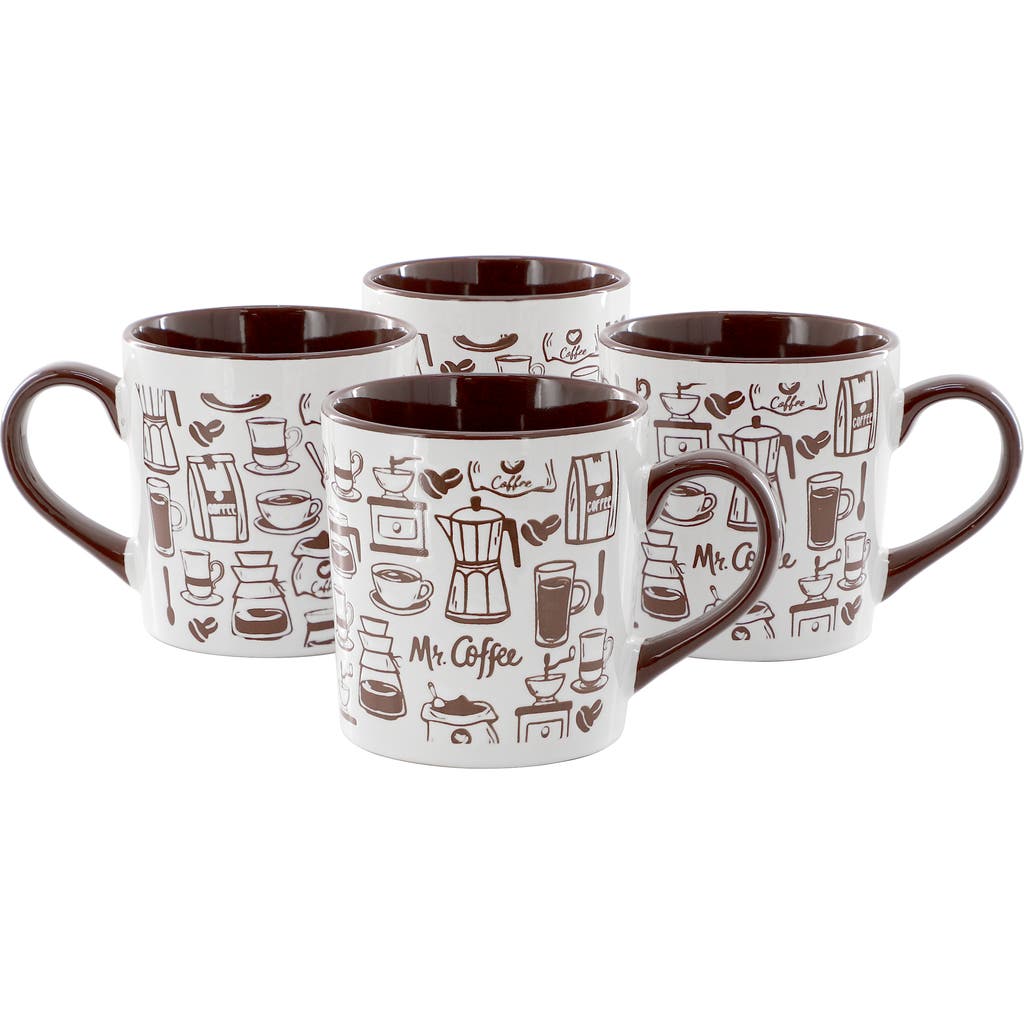 Mr Coffee Mr. Coffee Vintage Brew 4 Piece 18 Ounce Coffee Maker Stoneware Mug Set In Brown
