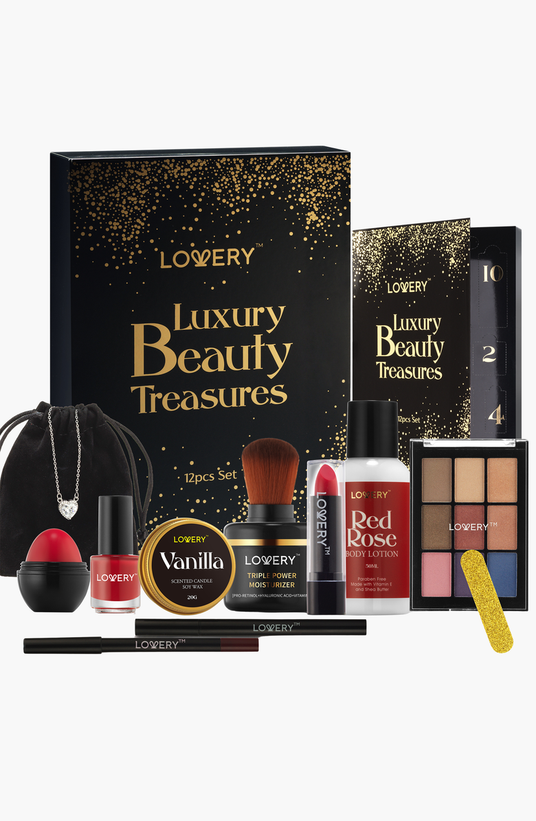 Lovery Luxury Beauty 12-Piece Makeup & Skincare Advent Calendar, Main, color, 