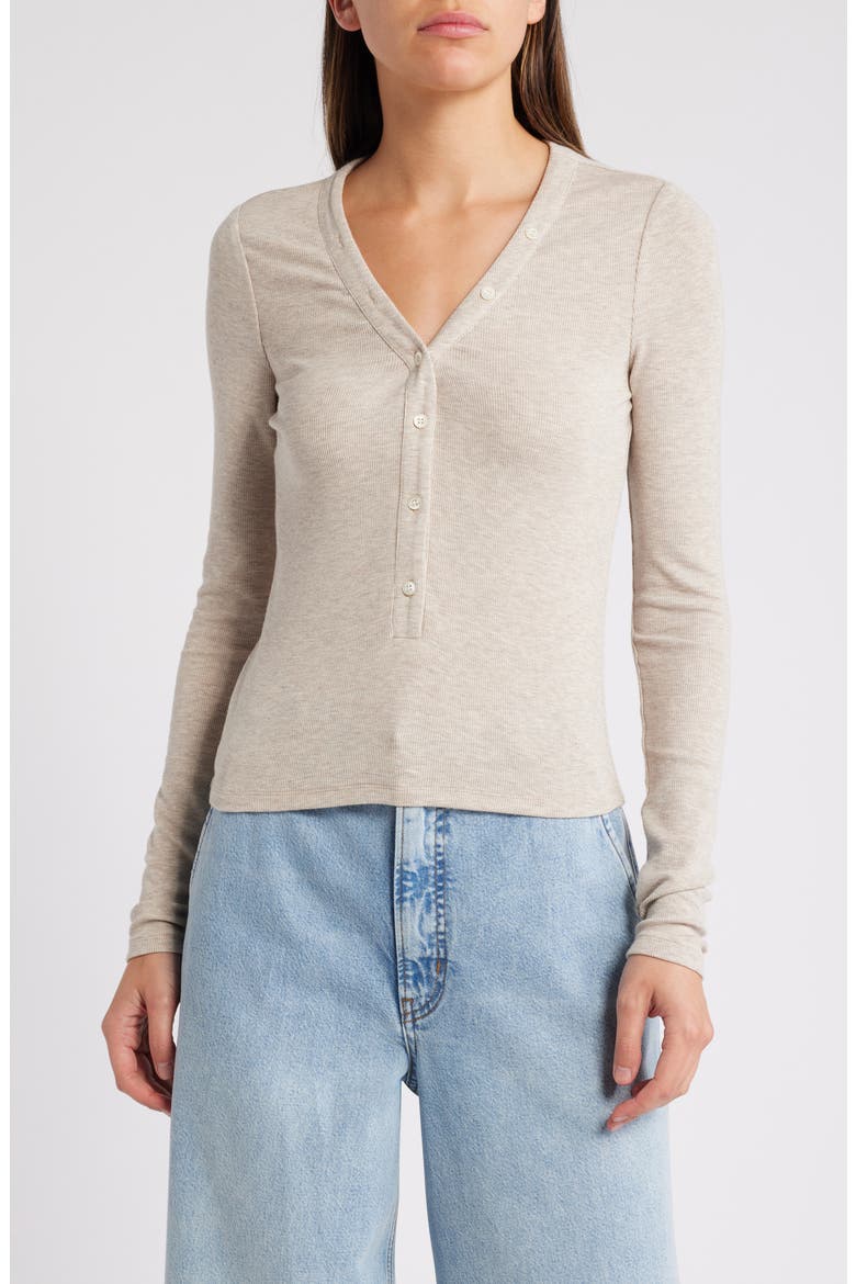 Slinky Henley Top, Main, color, OATMEAL HEATHER