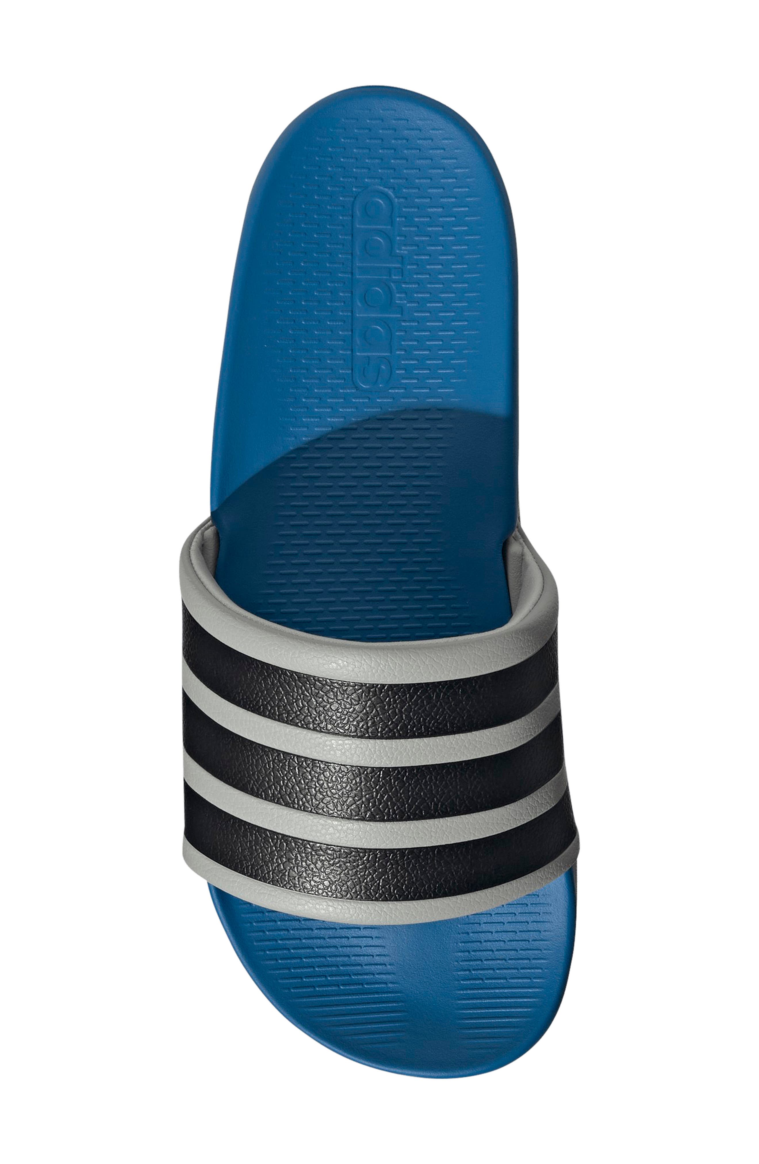 adidas Adilette Comfort 2.0 Slide Sandal, Alternate, color, Grey Two/ Core Black/ Ray Blue