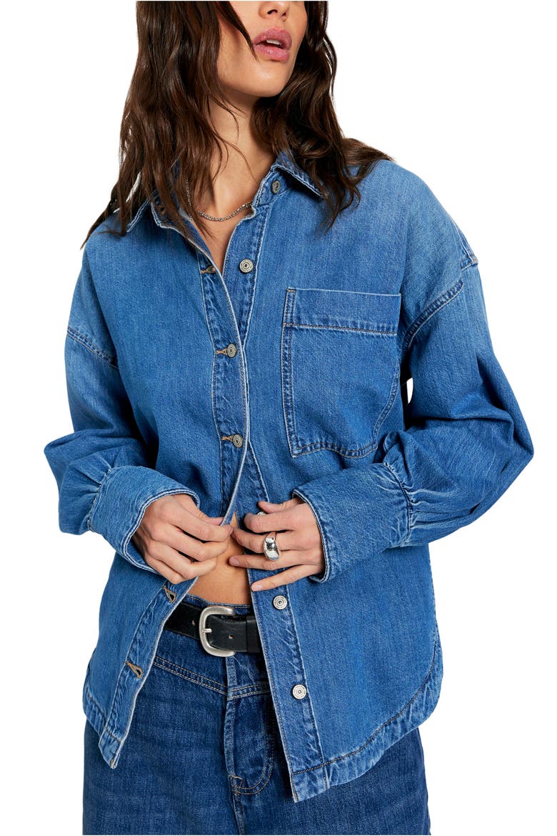 Ashley Denim Shirt, Main, color, MEDIUM WASH