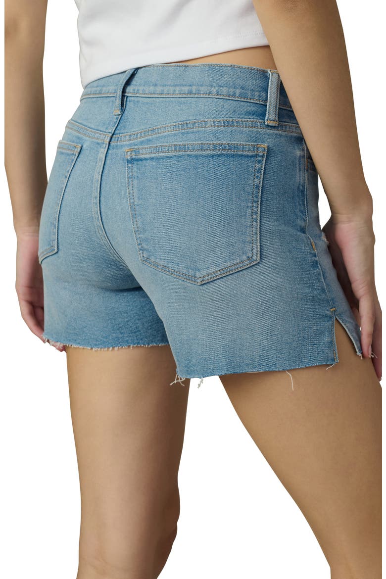 The Ozzie Raw Hem Side Slit Mid Rise Denim Shorts, Alternate, color, ACCOLADE