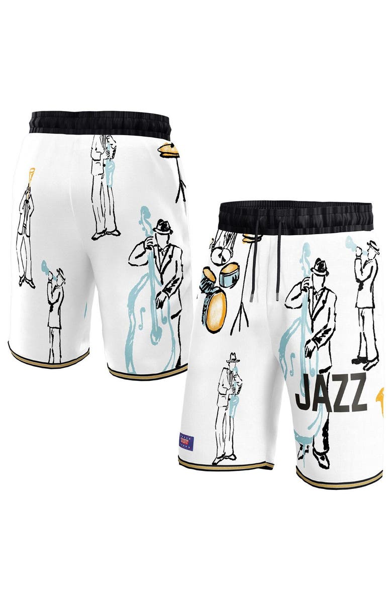 NBA X KIDSUPER Unisex NBA & KidSuper Studios by Fanatics White Utah Jazz Hometown Shorts, Main, color, White