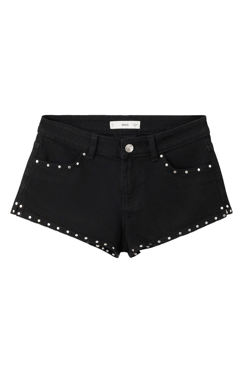 MANGO TEEN Studded Micro Low Rise Denim Shorts, Main, color,