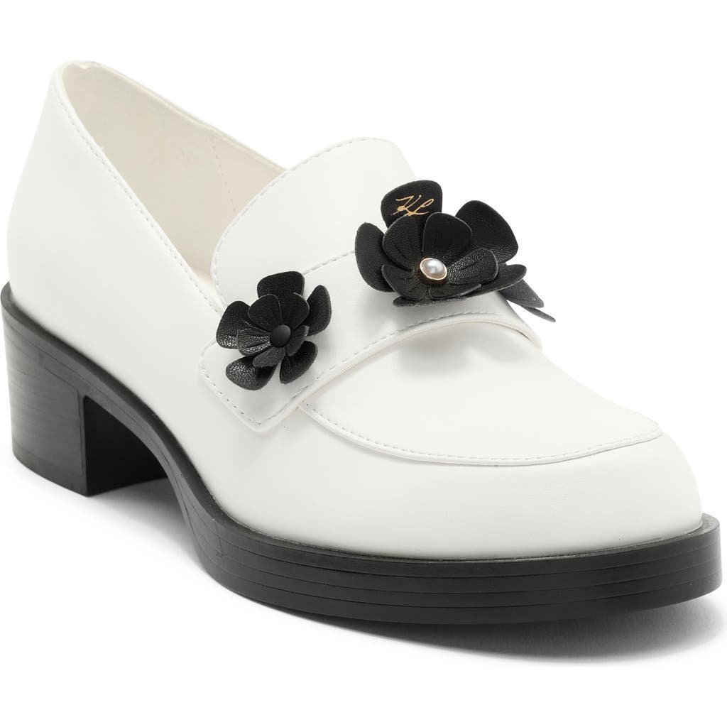 Karl Lagerfeld Paris Camilia Fleur Loafer In White