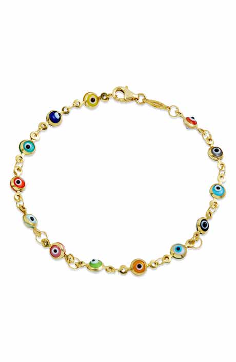 SAVVY CIE JEWELS Enamel Evil Eye Chain Bracelet