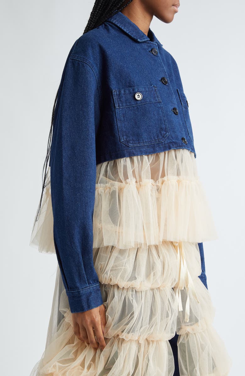 renaissance renaissance Kiri Ruffle Hem Denim Jacket, Alternate, color, 