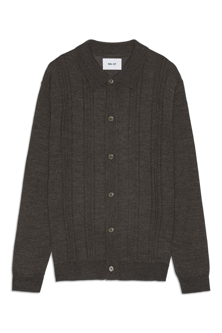 Thor Pointelle Wool Blend Cardigan, Main, color, DEMITASSE