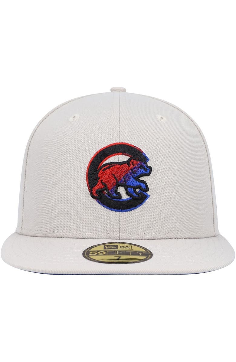 New Era Men's New Era Khaki Chicago Cubs Stone Dim Undervisor 59FIFTY Fitted Hat, Alternate, color, 