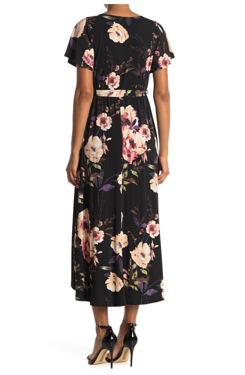 West Kei Surplice High/Low Hem Floral Print Dress, Main, color, 