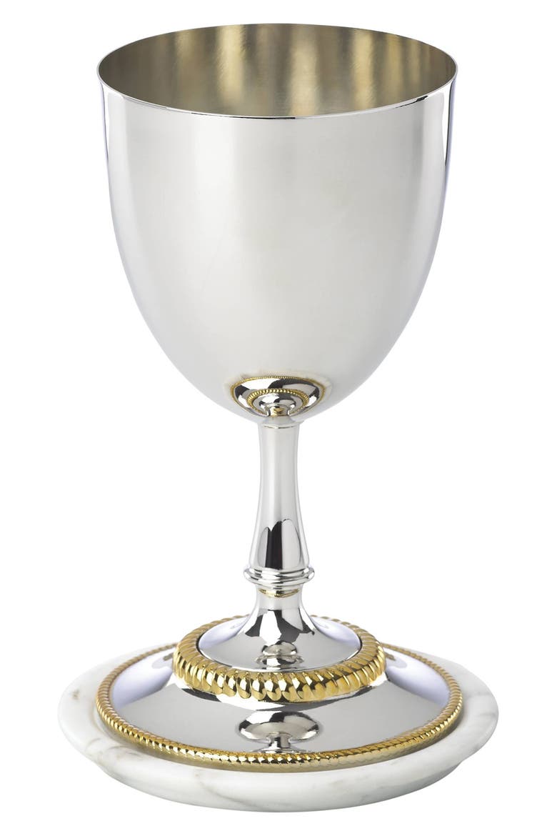 Roseland Kiddush Cup with Marble Plate, Main, color, NICKEL/ GOLD