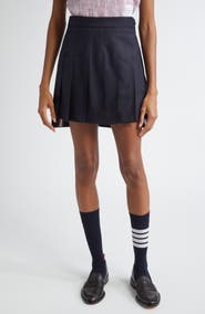 Thom Browne Drop Back Pleated Wool Miniskirt