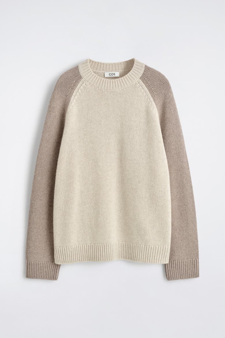 Colour-Block Cashmere Sweater, Alternate, color, BEIGE / TAUPE