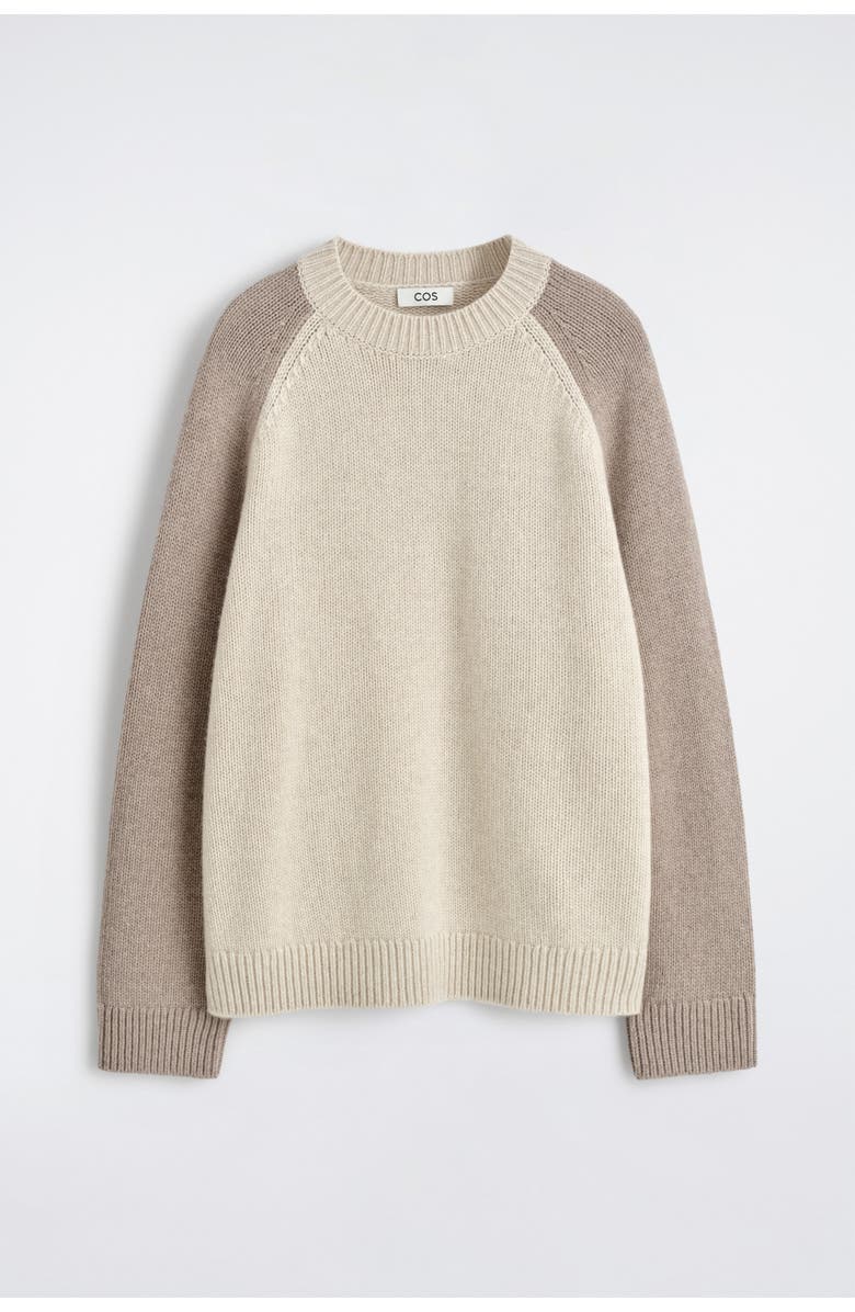 COS Colour-Block Cashmere Sweater, Alternate, color, Beige / Taupe