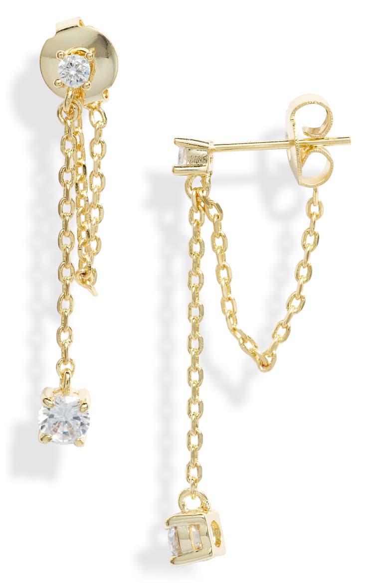 Ray Drop Chain Earrings, Main, color, SILVER
