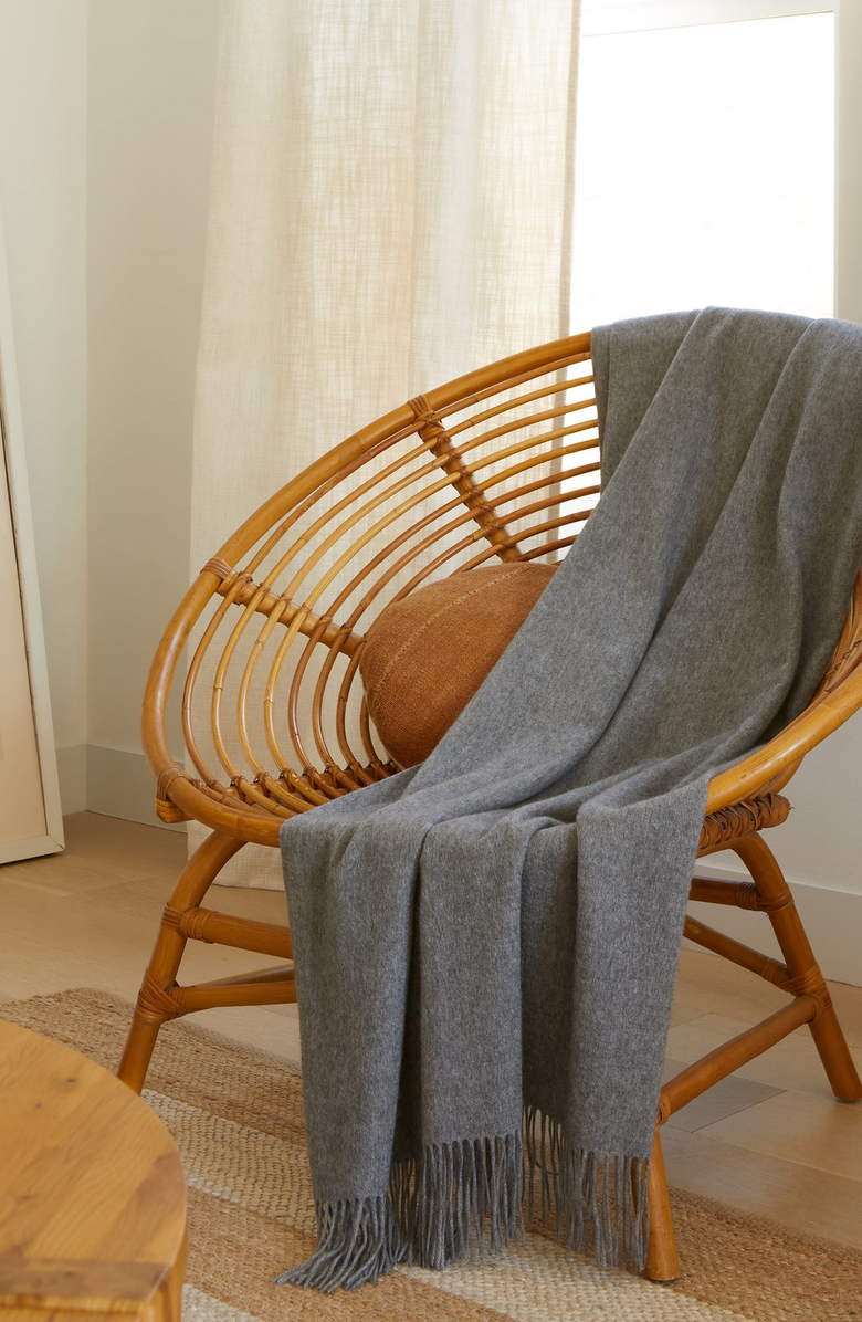 Italic Remi Cashmere Throw Blanket, Alternate, color, Black