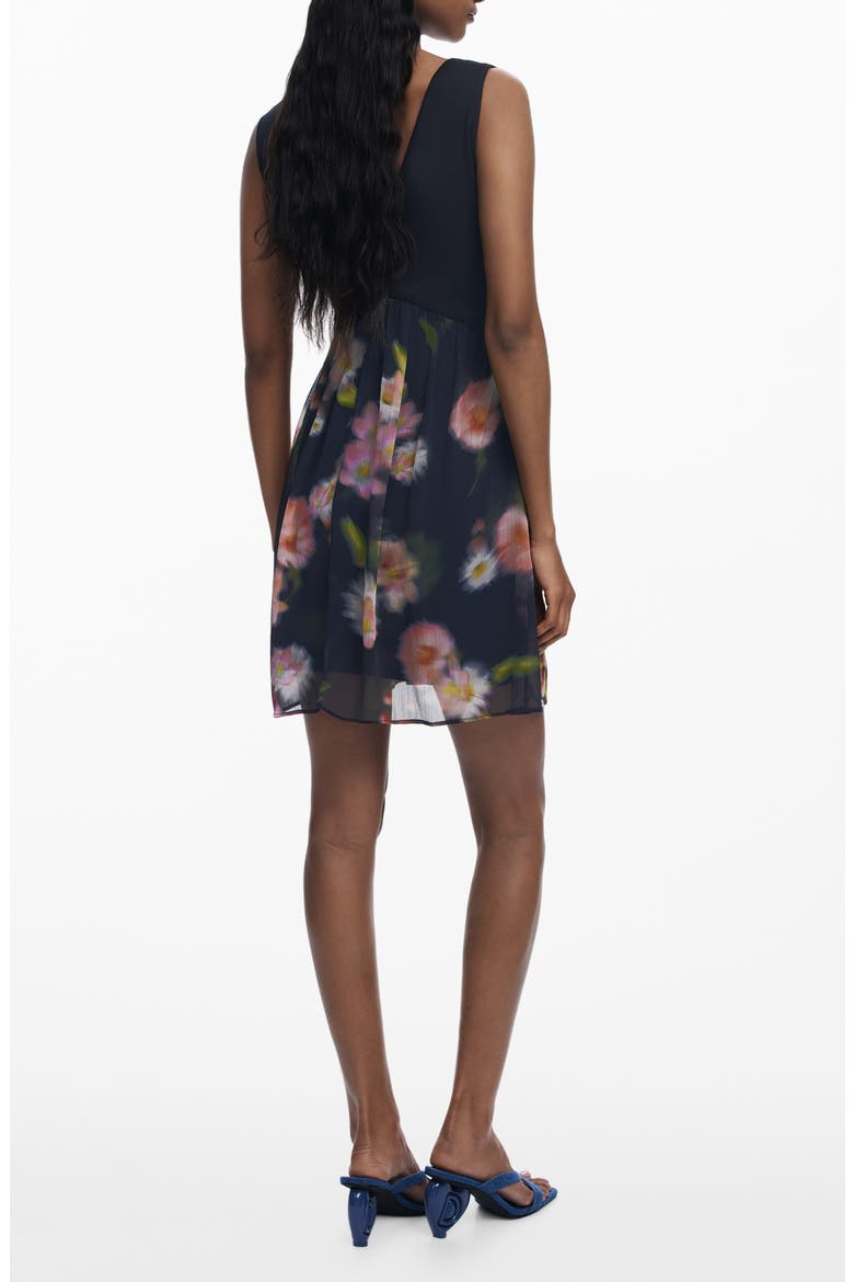 Sleeveless Floral Minidress, Alternate, color, BLACK