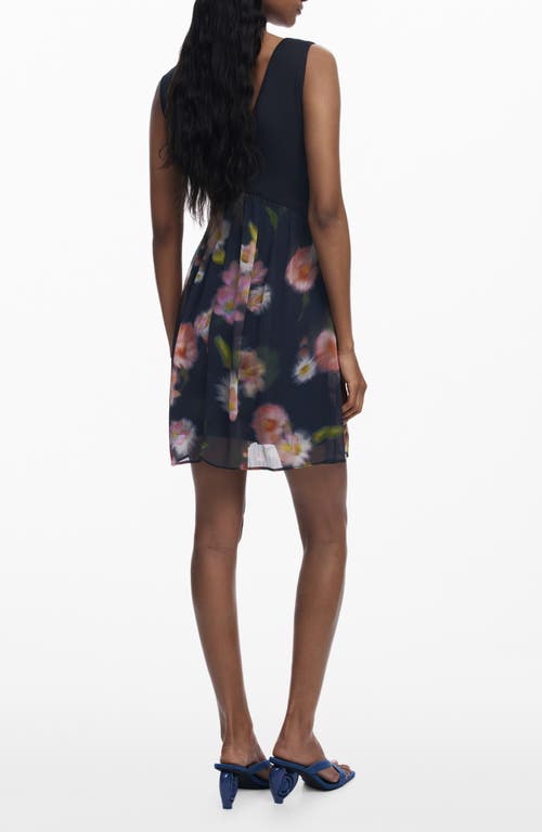 Desigual Sleeveless Floral Minidress In Black