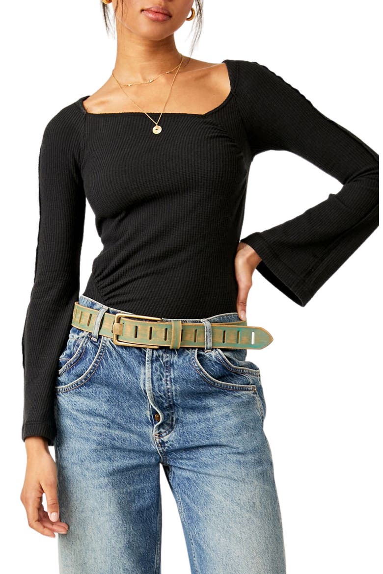 On a Cloud Long Sleeve Bodysuit, Main, color, BLACK