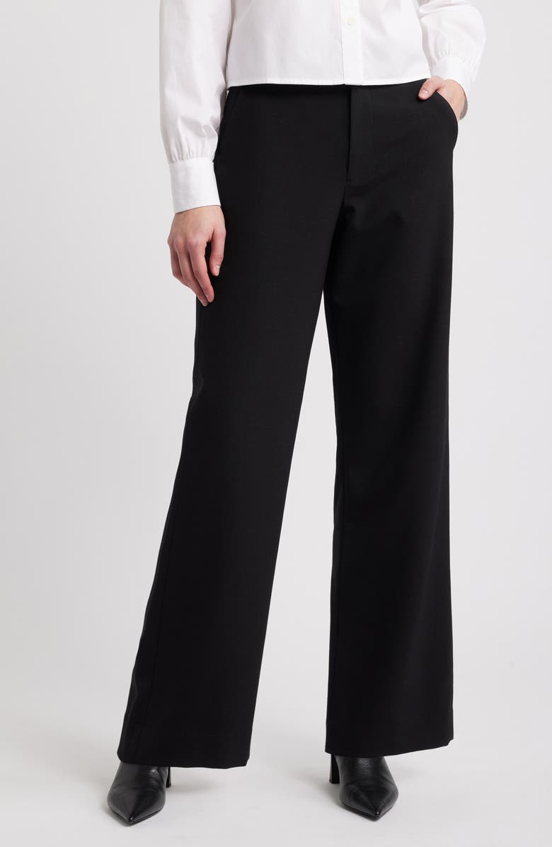 rag & bone Banks Wide Leg Wool Blend Ankle Pants, Main, color, Black