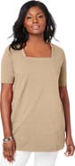 Jessica London Stretch Cotton Square Neck Tunic