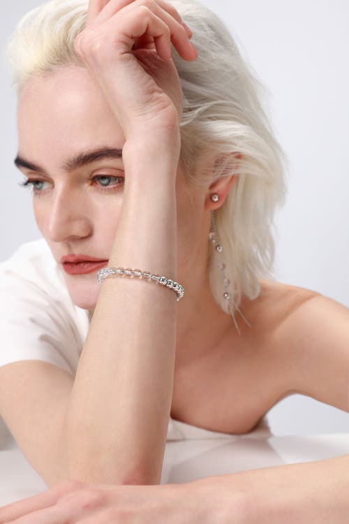Classicharms Frostlily Clear Crystal And Bead Bolo Bracelet In Metallic
