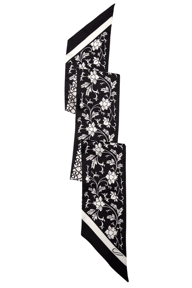 Loretta - Skinny Silk Scarf For Women, Alternate, color, Black