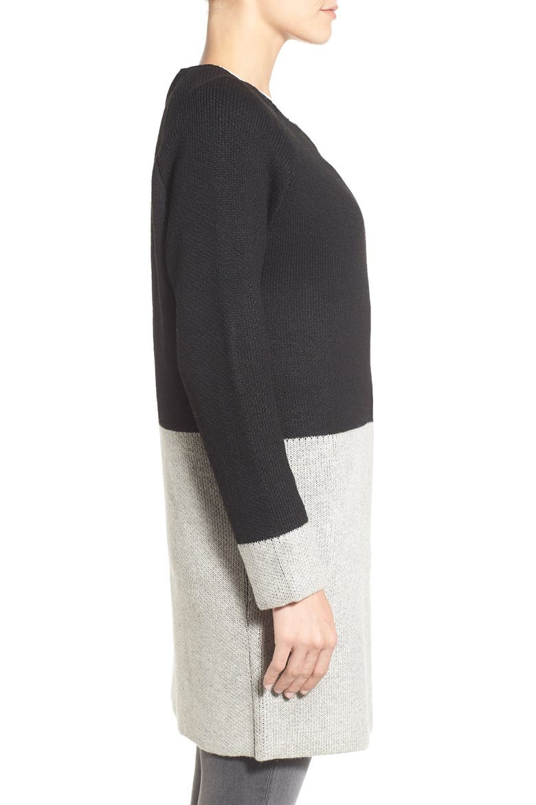 Colorblock Sweater Coat, Alternate, color, BLACK/ HEATHER GREY
